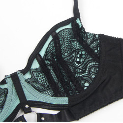 Subblime - 955557 Ensemble Soutien-Gorge En Cuir Verni Vert Avec Fermeture Éclair S/M